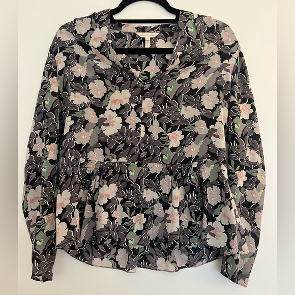 Rebecca Taylor 100% Silk Floral Black Multi Eclipse Blouse Top Women’s Size 4 - Picture 3 of 5